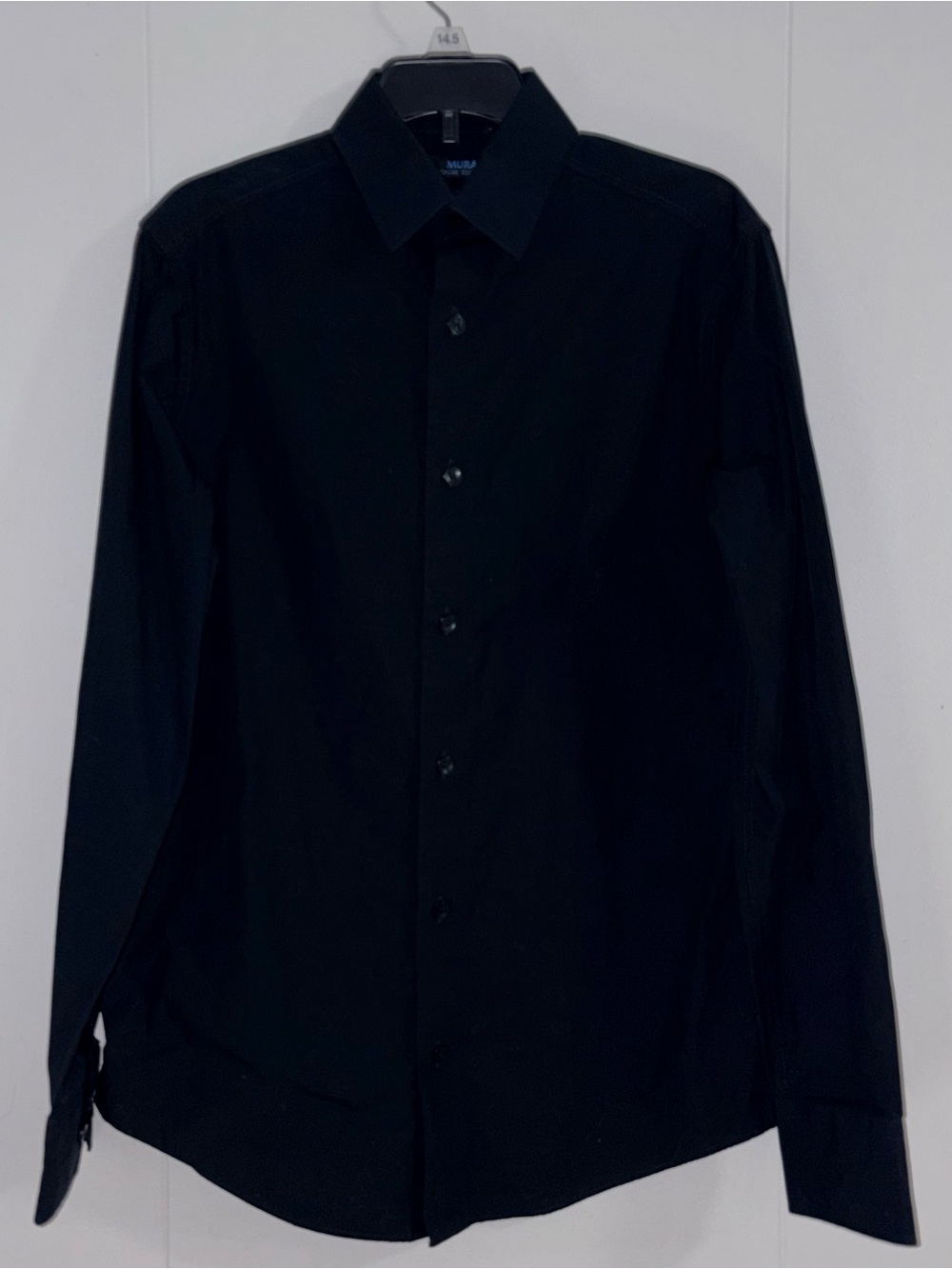 Murano Wardrobe Essentials Shirt Mens XS Black Stretch Long Sleeve Dress Shirt